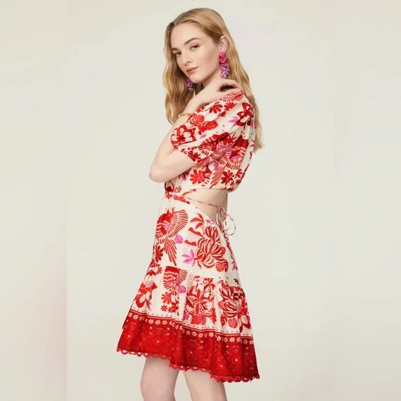 Farm Rio Rios Tile Mini Dress L - Picture 11 of 11